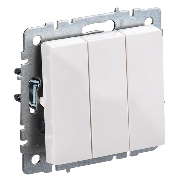 Выключатель 3-клавишный ИЭК BRITE 10А белый (ВС10-3-0-БрБ)