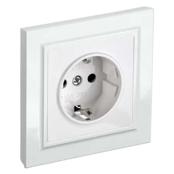 Розетка ИЭК BRITE 2P+E Schuko со шторками 16А в сборе белый (РСР14-1-0-БрБ)