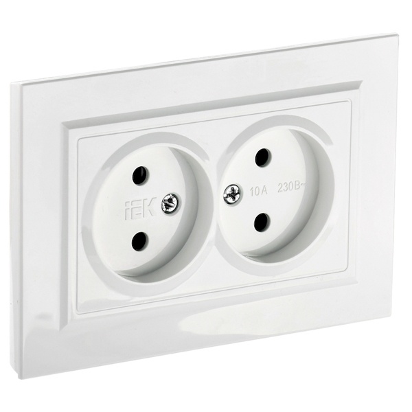 Розетка ИЭК BRITE 2х2P двойная 10А белый в сборе (РС12-2-БрБ)