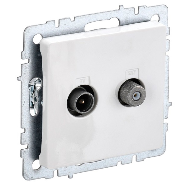 Розетка двойная ИЭК BRITE TV+SAT белый (РТВ/РСп12-БрБ)
