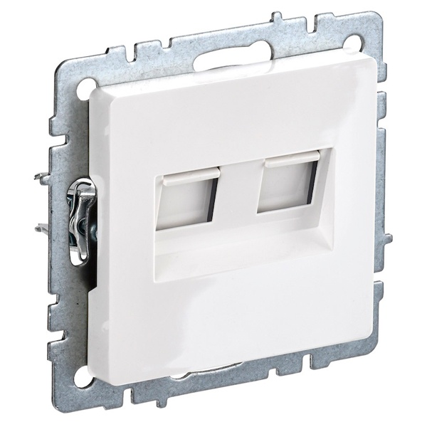 Розетка компьютерная двойная ИЭК BRITE RJ45 кат.5E белый (РК10-2-БрБ)