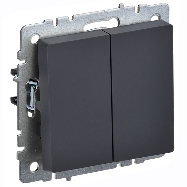 Выключатель 2-клавишный ИЭК BRITE 10А графит (ВС10-2-0-БрГ)