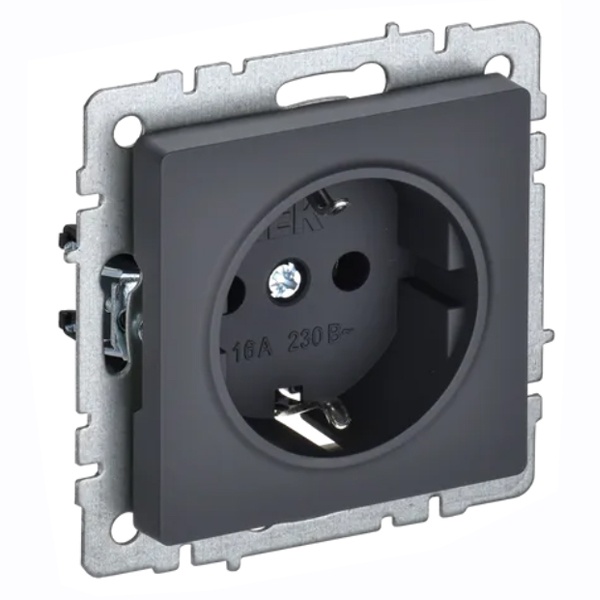 Розетка ИЭК BRITE 2P+E Schuko 16А графит (РС11-1-0-БрГ)