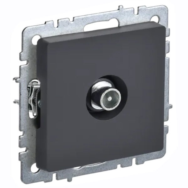 Розетка TV ИЭК BRITE проходная графит (РТВ10-0-БрГ)