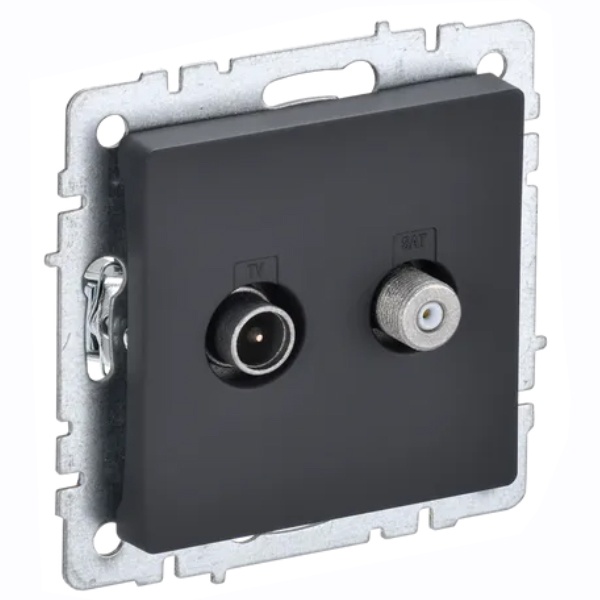 Розетка двойная ИЭК BRITE TV+SAT графит (РТВ/РСп12-БрГ)