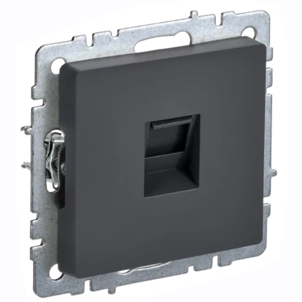 Розетка компьютерная ИЭК BRITE RJ45 кат.5E графит (РК10-БрГ)