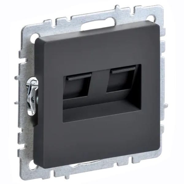 Розетка двойная ИЭК BRITE RJ11+RJ45 кат.5E графит (РК/Т12-БрГ)