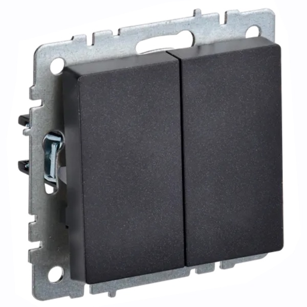 Выключатель 2-клавишный ИЭК BRITE 10А черный (ВС10-2-0-БрЧ)