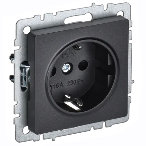 Розетка ИЭК BRITE 2P+E Schuko 16А черный (РС11-1-0-БрЧ)