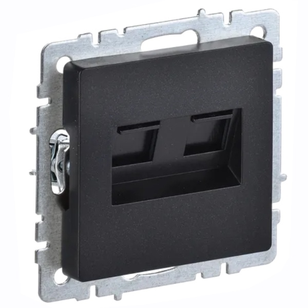 Розетка двойная ИЭК BRITE RJ11+RJ45 кат.5E черный (РК/Т12-БрЧ)