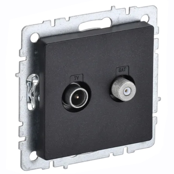Розетка двойная ИЭК BRITE TV+SAT черный (РТВ/РСп12-БрЧ)