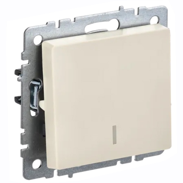 Выключатель 1-клавишный ИЭК BRITE с индикацией 10А бежевый (ВС10-1-1-БрКр)