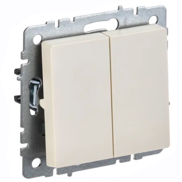 Выключатель 2-клавишный ИЭК BRITE 10А бежевый (ВС10-2-0-БрКр)