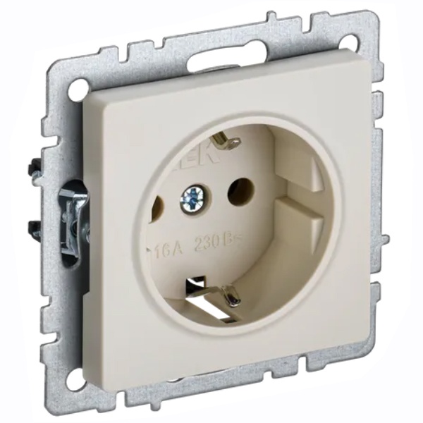 Розетка ИЭК BRITE 2P+E Schuko 16А бежевый (РС11-1-0-БрКр)