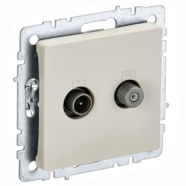 Розетка двойная ИЭК BRITE TV+SAT бежевый (РТВ/РСп12-БрКр)