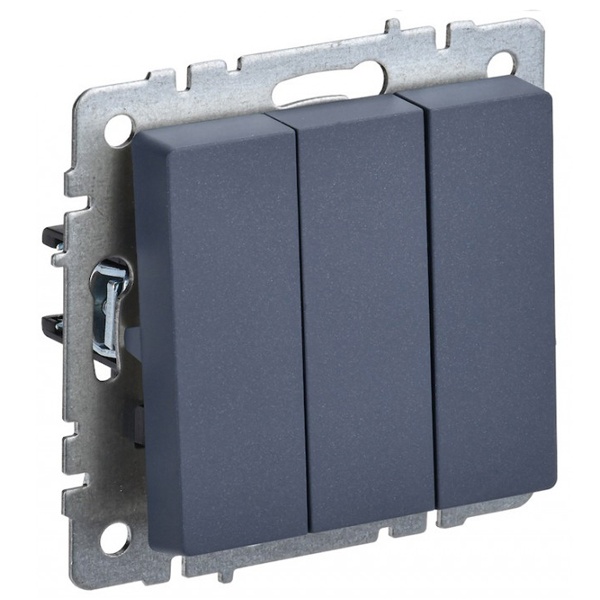 Выключатель 3-клавишный ИЭК BRITE 10А маренго (ВС10-3-0-БрМ)