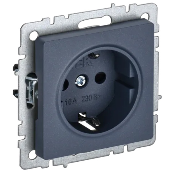 Розетка ИЭК BRITE 2P+E Schuko 16А маренго (РС11-1-0-БрМ)