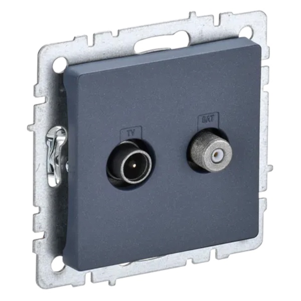 Розетка двойная ИЭК BRITE TV+SAT маренго (РТВ/РСп12-БрМ)