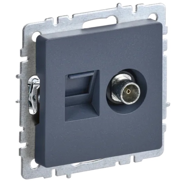 Розетка двойная ИЭК BRITE TV+RJ45 кат.5E маренго (РТВ/РК12-БрМ)