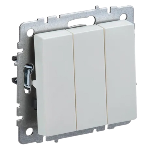 Выключатель 3-клавишный ИЭК BRITE 10А жемчуг (ВС10-3-0-БрЖ)