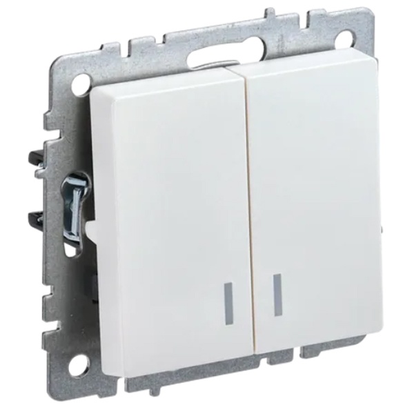 Выключатель 2-клавишный ИЭК BRITE с индикацией 10А жемчуг (ВС10-2-1-БрЖ)