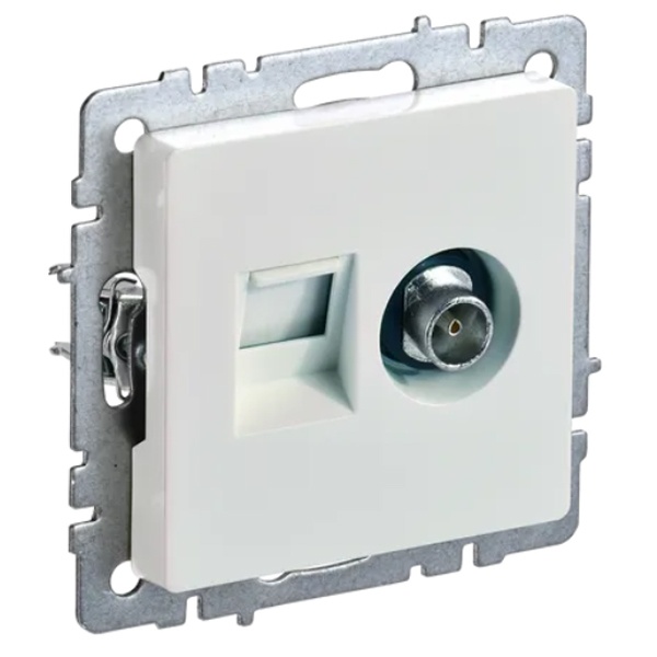 Розетка двойная ИЭК BRITE TV+RJ45 кат.5E жемчуг (РТВ/РК12-БрЖ)