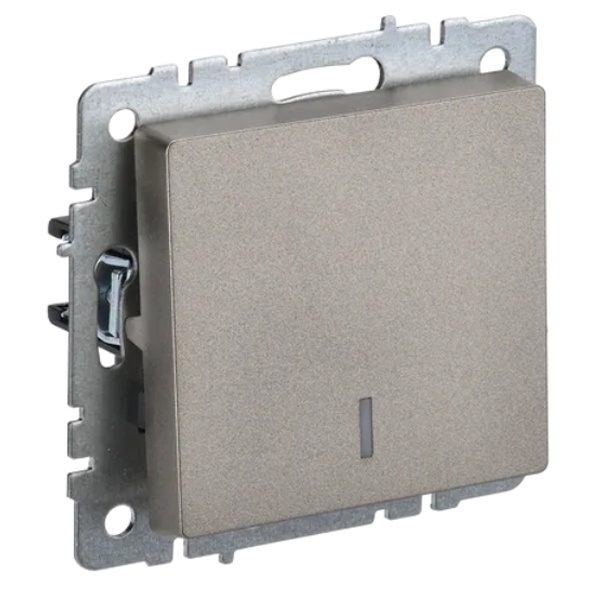 Выключатель 1-клавишный ИЭК BRITE с индикацией 10А шампань (ВС10-1-1-БрШ)