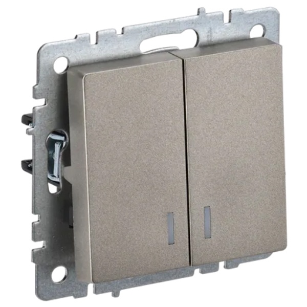 Выключатель 2-клавишный ИЭК BRITE с индикацией 10А шампань (ВС10-2-1-БрШ)