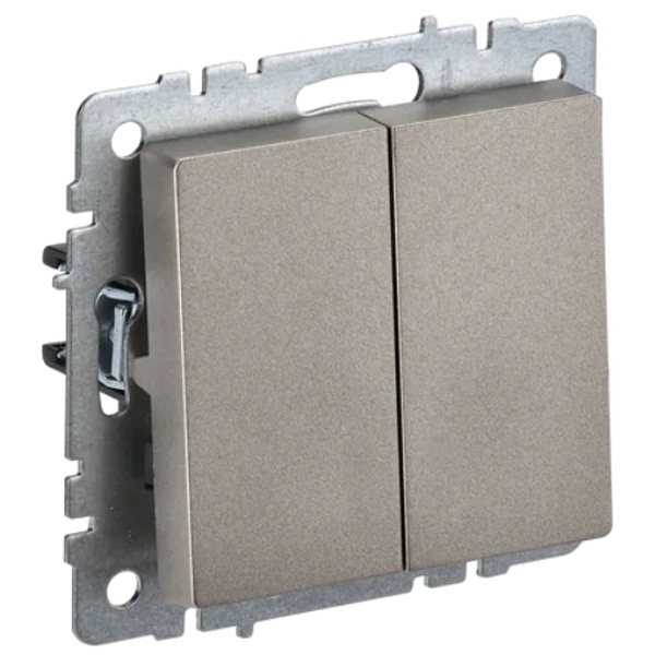 Переключатель 2-клавишный ИЭК BRITE 10А шампань (ВС10-2-6-БрШ)