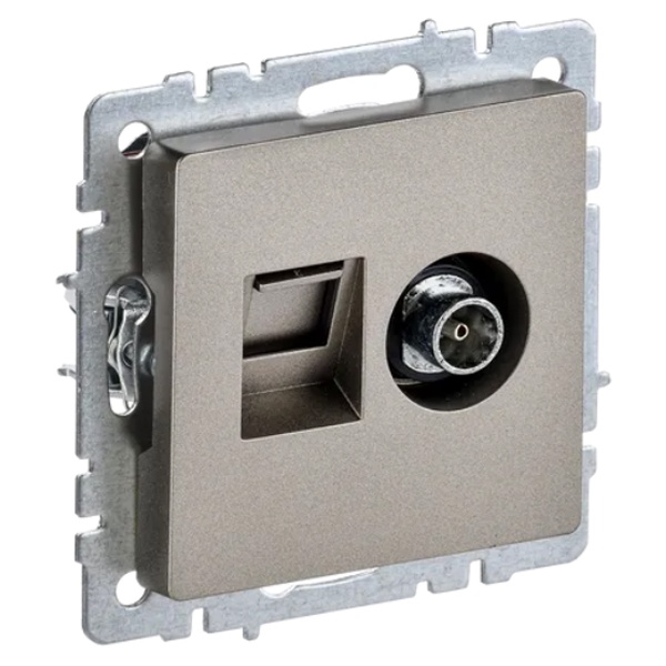 Розетка двойная ИЭК BRITE TV+RJ45 кат.5E шампань (РТВ/РК12-БрШ)