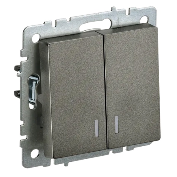 Выключатель 2-клавишный ИЭК BRITE с индикацией 10А бронза (ВС10-2-1-БрТБ)