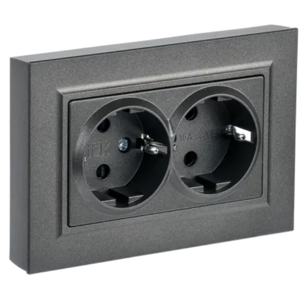 Розетка ИЭК BRITE 2х2P+E двойная Schuko 16А бронза в сборе (РС12-3-БрТБ)