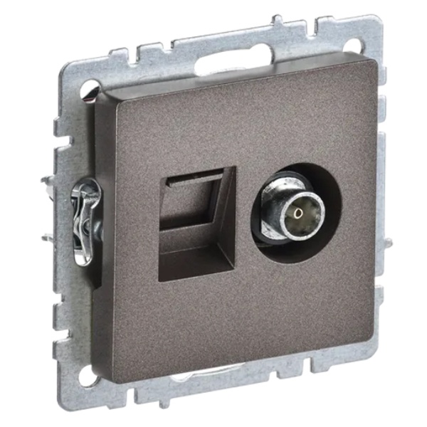 Розетка двойная ИЭК BRITE TV+RJ45 кат.5E бронза (РТВ/РК12-БрТБ)