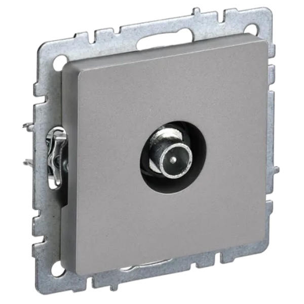 Розетка TV ИЭК BRITE проходная сталь (РТВ10-0-БрС)