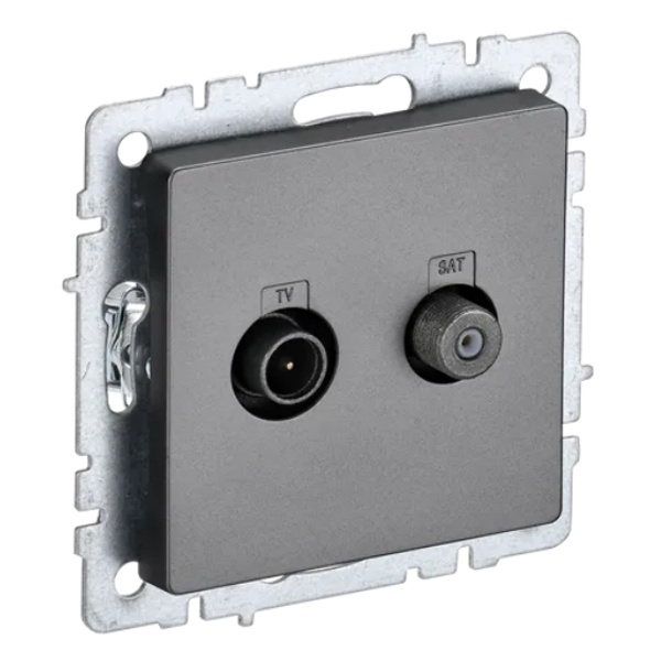 Розетка двойная ИЭК BRITE TV+SAT сталь (РТВ/РСп12-БрС)