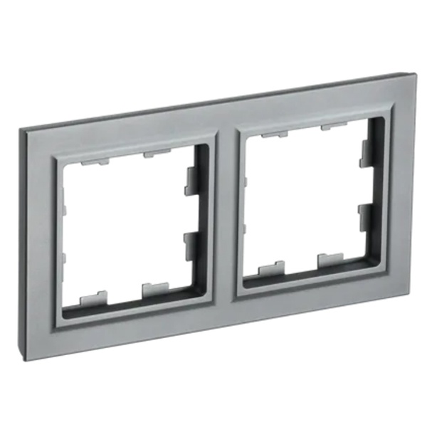 Рамка на 2 поста ИЭК BRITE сталь (РУ-2-БрС)