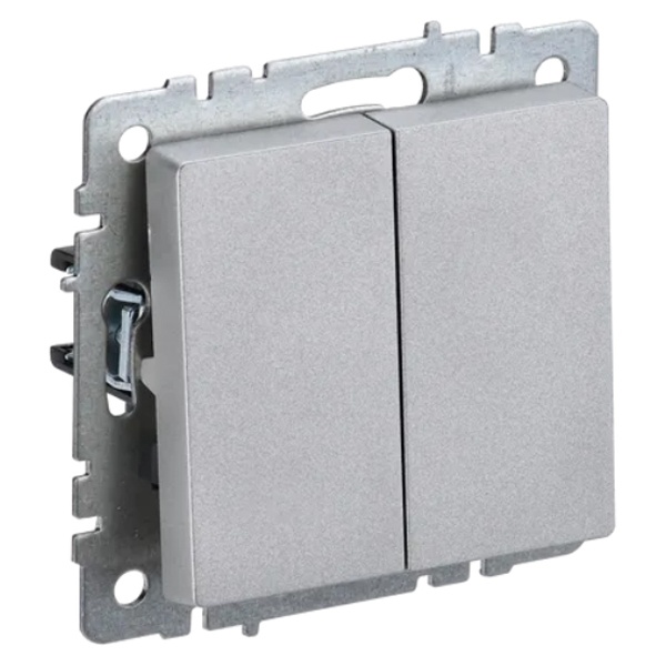 Выключатель 2-клавишный ИЭК BRITE 10А алюминий (ВС10-2-0-БрА)