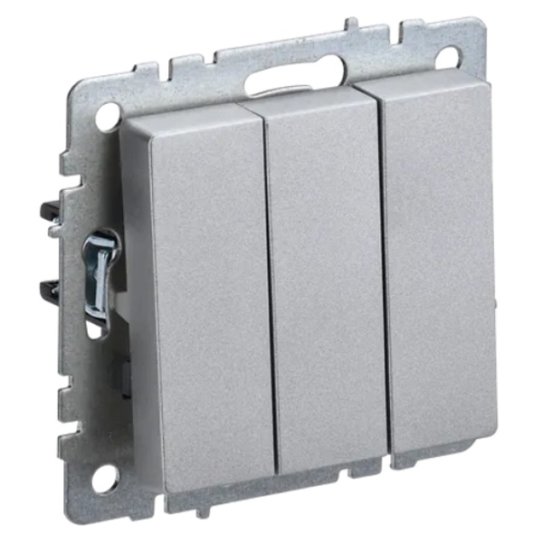 Выключатель 3-клавишный ИЭК BRITE 10А алюминий (ВС10-3-0-БрА)