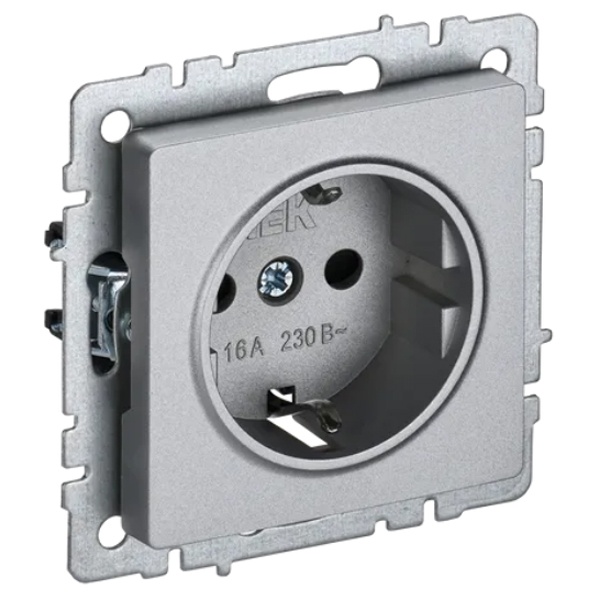 Розетка ИЭК BRITE 2P+E Schuko 16А алюминий (РС11-1-0-БрА)