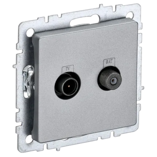 Розетка двойная ИЭК BRITE TV+SAT алюминий (РТВ/РСп12-БрА)
