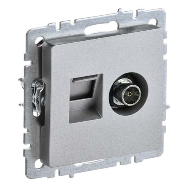 Розетка двойная ИЭК BRITE TV+RJ45 кат.5E алюминий (РТВ/РК12-БрА)