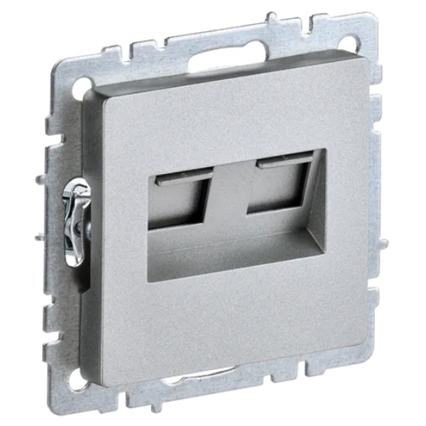 Розетка компьютерная двойная ИЭК BRITE RJ45 кат.5E алюминий (РК10-2-БрА)