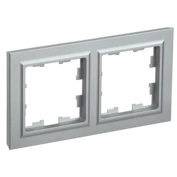 Рамка на 2 поста ИЭК BRITE алюминий (РУ-2-БрА)