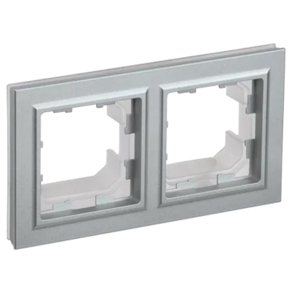 Рамка на 2 поста IP44 ИЭК BRITE алюминий (РУ-2-БрА-44)