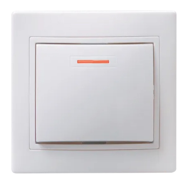Выключатель 1-клавишный Generica КВАРТА 10А керамика с индикацией белый (ВС10-1-1-КБ)