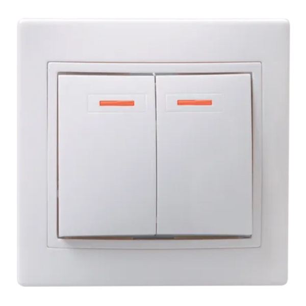 Выключатель 2-клавишный Generica КВАРТА 10А с индикацией белый (ВС10-2-1-КБ)