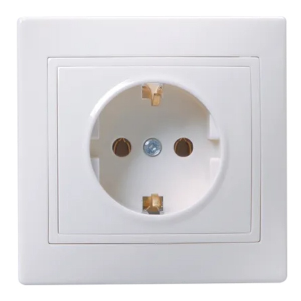 Розетка 2P+E Schuko без шторок Generica КВАРТА 16А керамика белый (РС10-3-КБ)