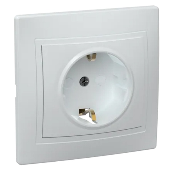 Розетка 2P+E Schuko со шторками Generica КВАРТА 16А белый (РСш10-3-КБ)
