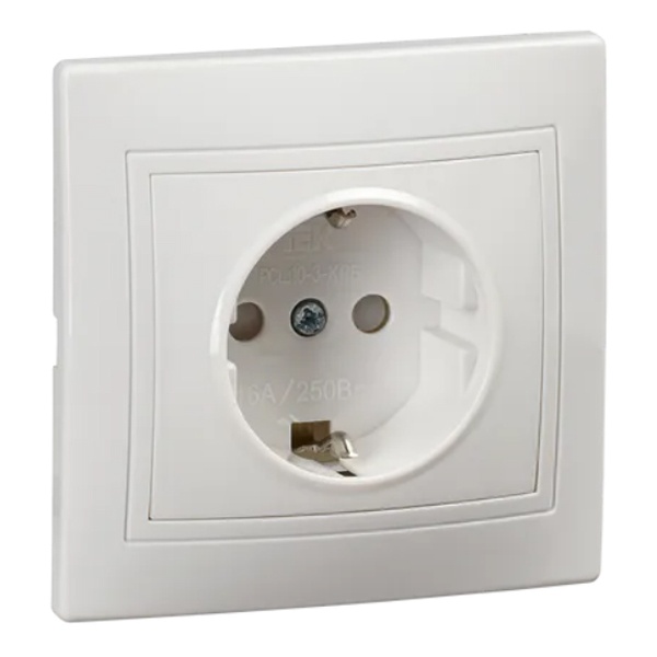 Розетка 2P+E Schuko со шторками Generica КВАРТА 16А PC белый (РСш10-3-КРБ)