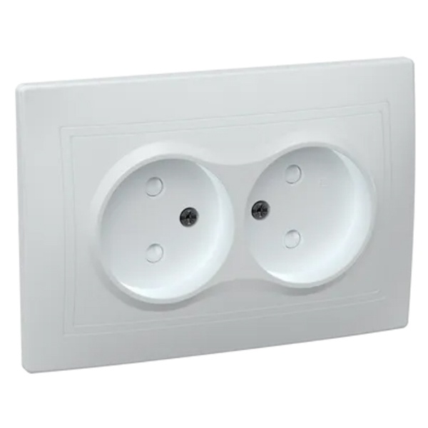 Розетка двойная 2х2P со шторками Generica КВАРТА 10А белый (РСш12-2-КБ)